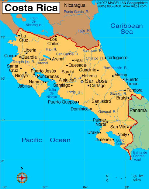 San Jose Costa Rica map